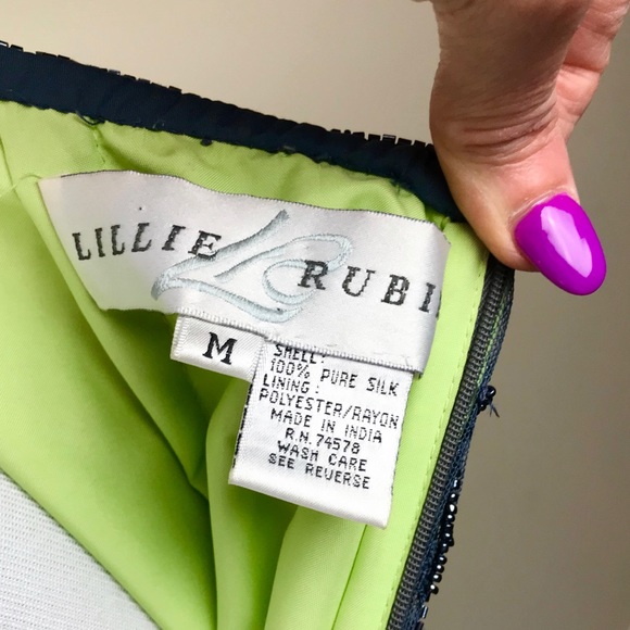 Lillie Rubin Grey Green Beaded Silk Halter Gown - Picture 8 of 8